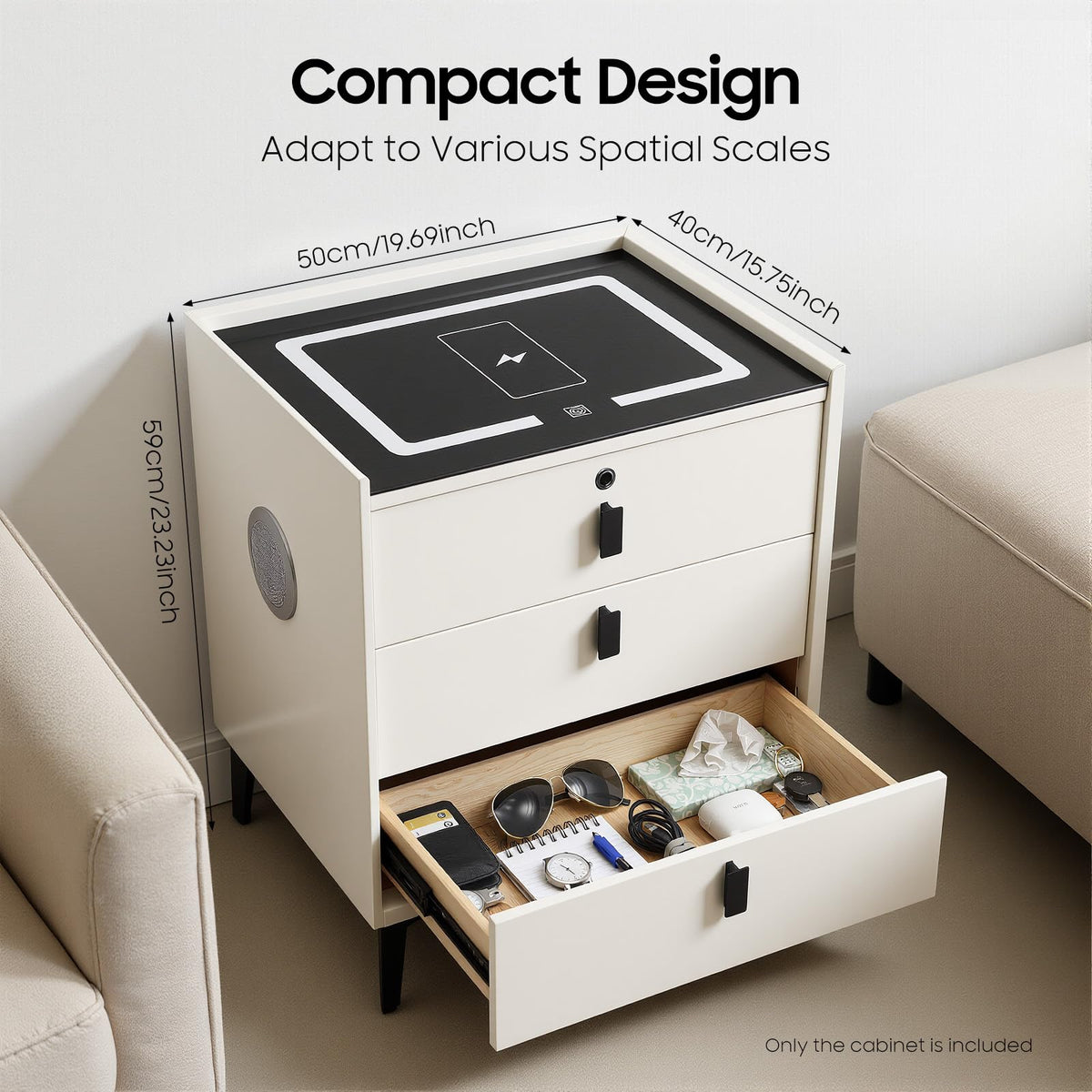 3 Drawer Smart Nightstand with Bluetooth Speaker USB Charging M133863
