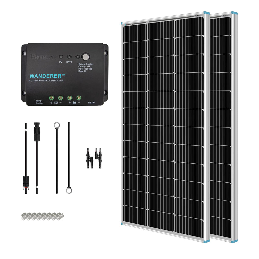 200 Watt 12 Volt Monocrystalline Solar Panel Starter Kit Y983458