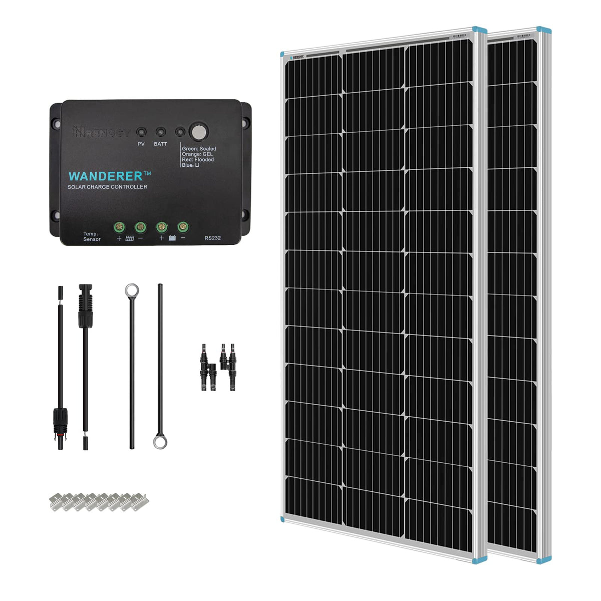 200 Watt 12 Volt Monocrystalline Solar Panel Starter Kit Y983458