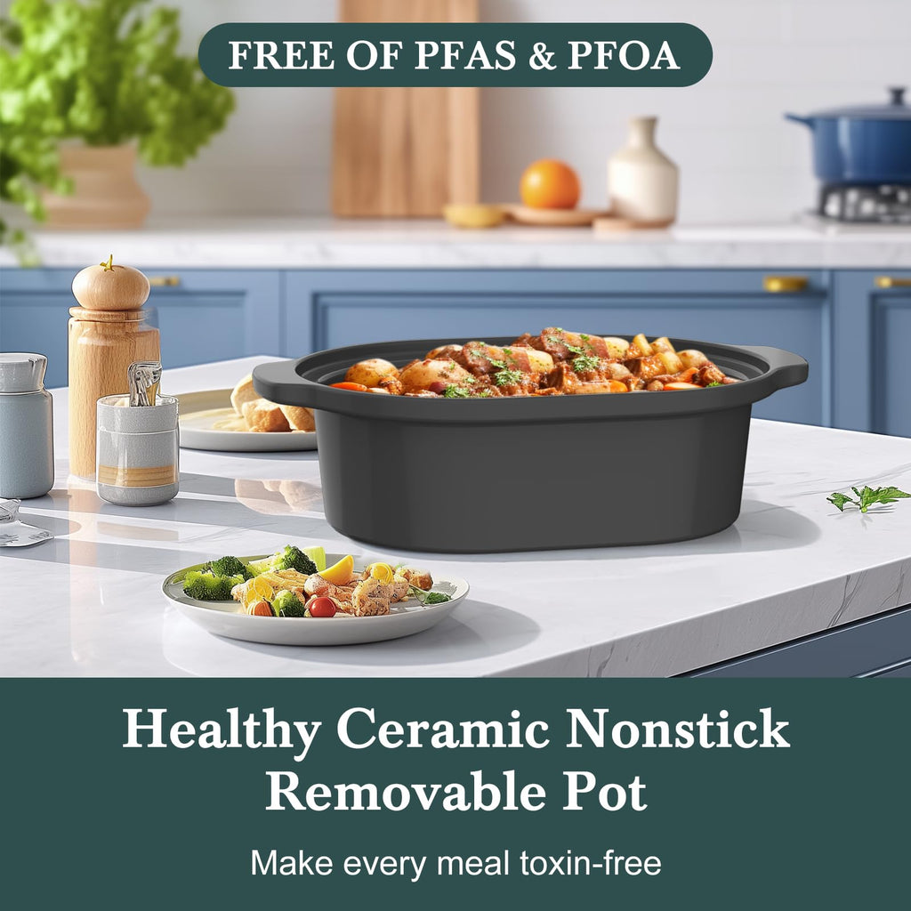 6 Quart Programmable Slow Cooker Nonstick Pot W78354