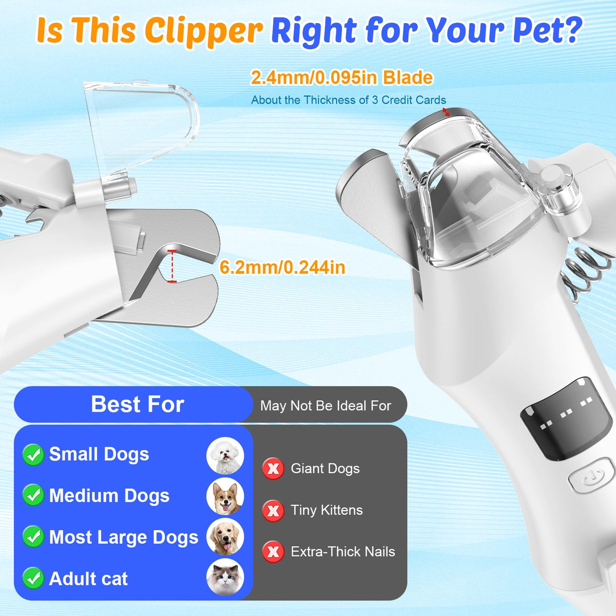 2-in-1 Dog Cat Nail Clippers and Grinder with Light G393