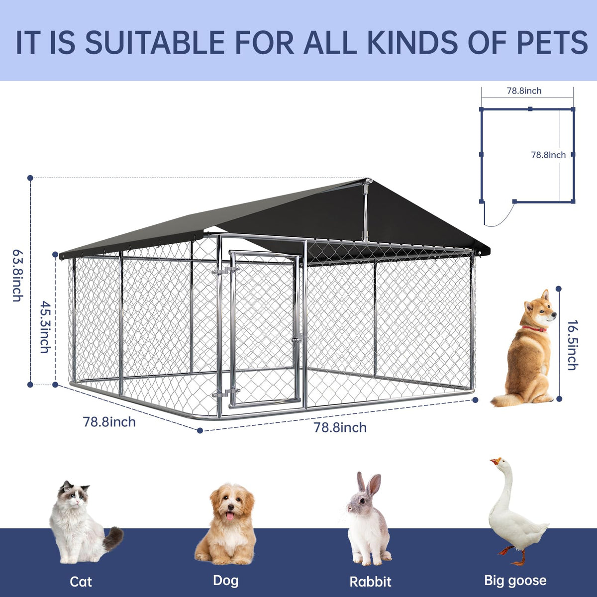 6.56'x 6.56' Heavy Duty Mesh Dog Kennel M531457