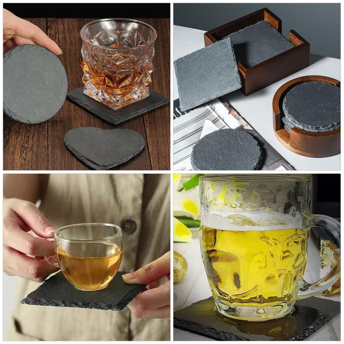 Natural Stone Drink Coasters 12 Pcs Square Q53271