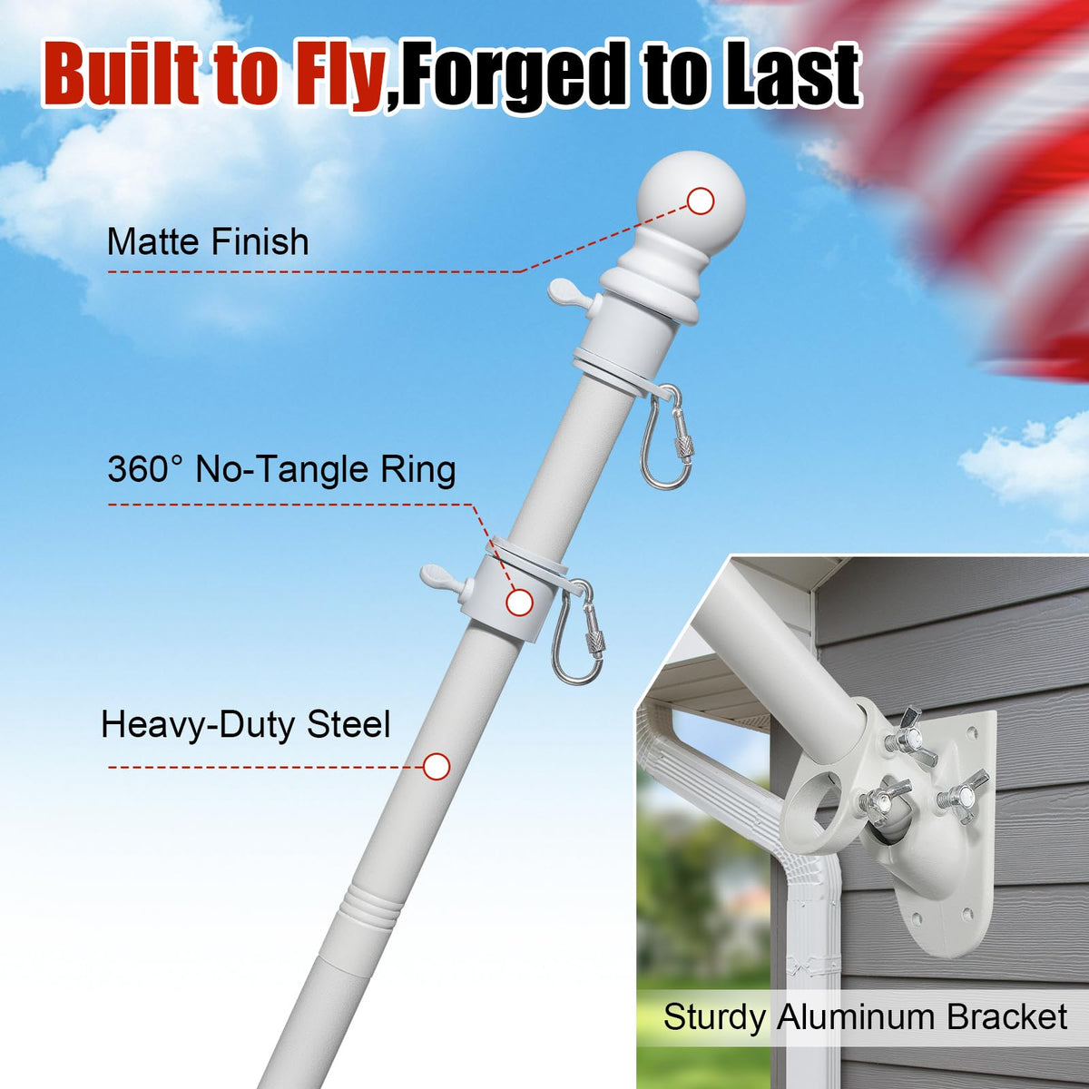5ft Heavy Duty Stainless Steel Flag Pole A330