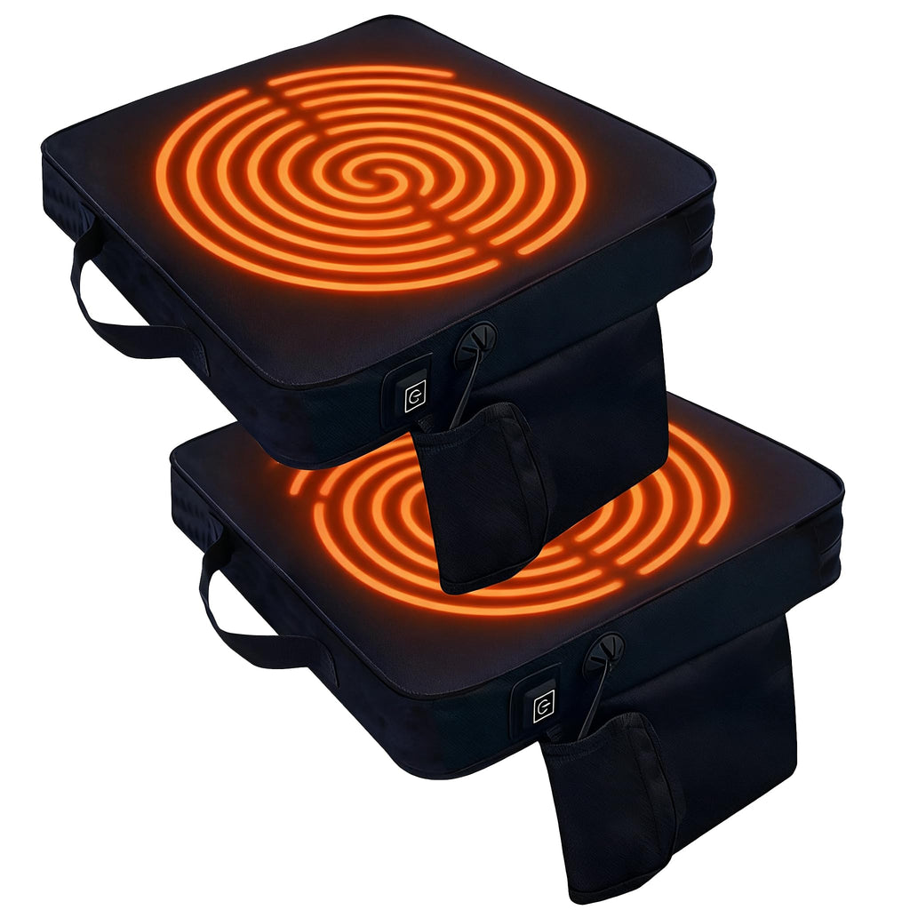 Black 2 Pack Heated Stadium Seat Cushions S607