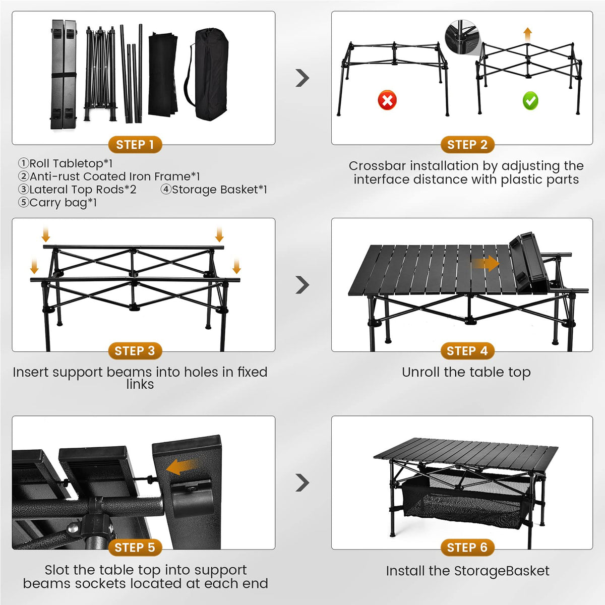 Lightweight Aluminum Folding Camping Table with Carrying Bag X80459