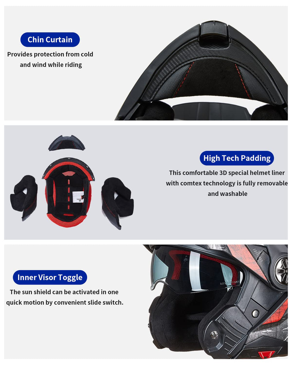 Full Face Modular ATV Helmet with Anti Fog Visor C190828