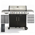6-Burner Propane Gas Grill with Cast Iron Grates & Griddle, 54,600 BTU, Black W4216