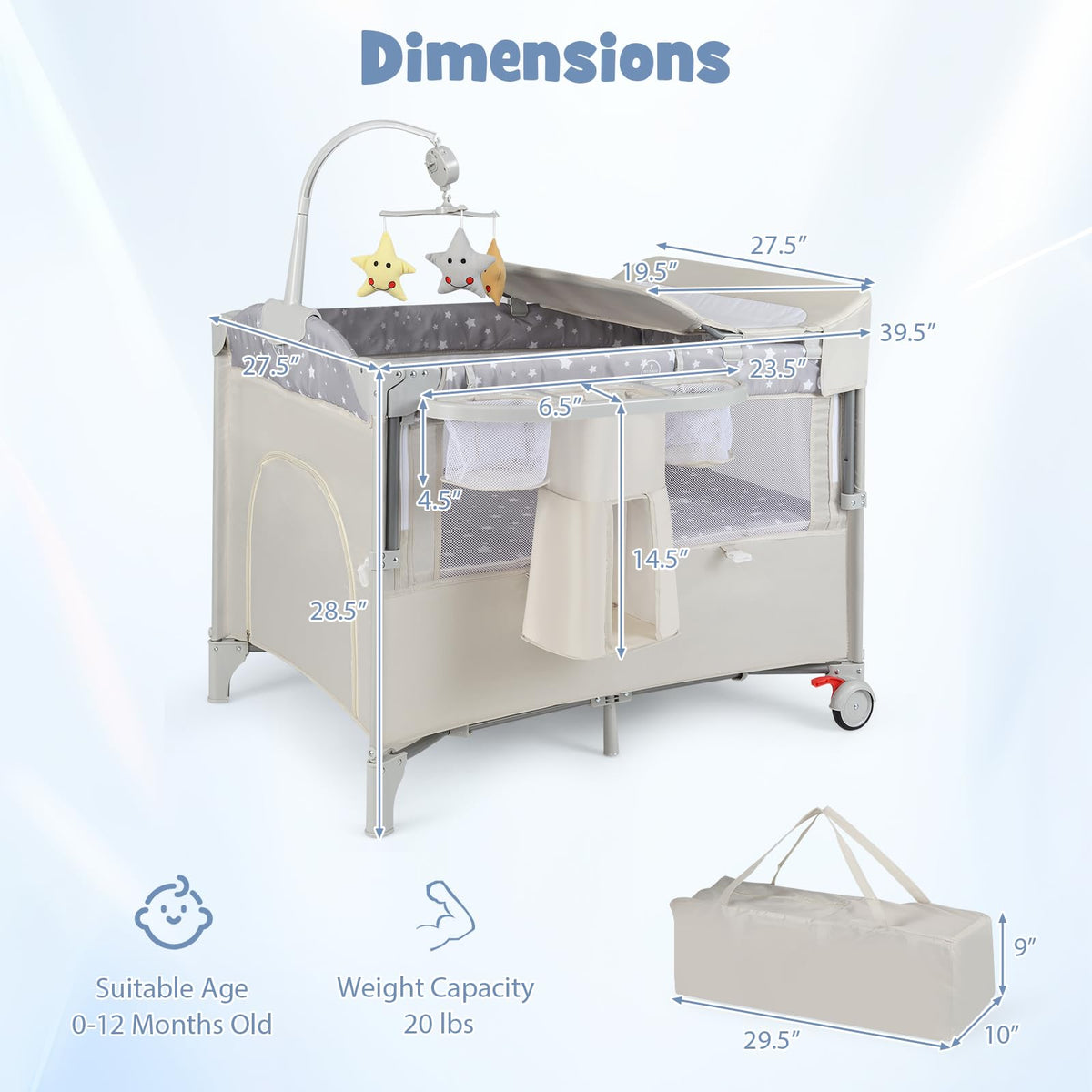 5-in-1 Pack and Play Bassinet Playard A9977