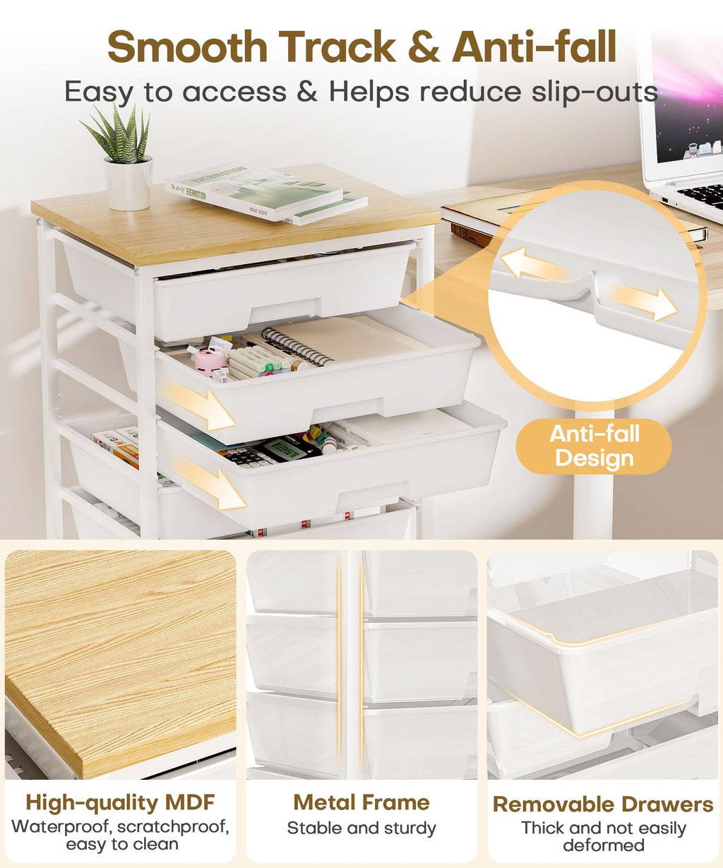Rolling Storage Drawer Cart 8 Drawer Lockable Wheels X4337