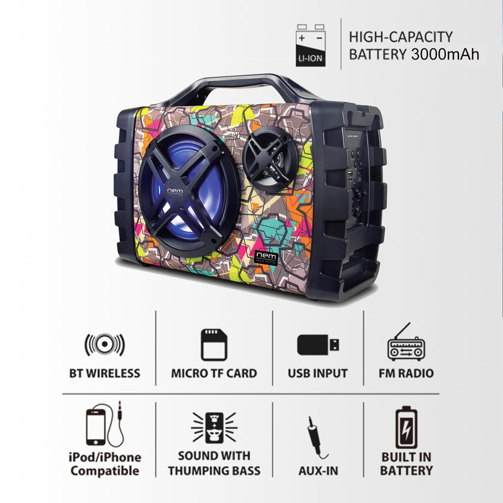 Portable Wireless Bluetooth Stereo Speaker with Extra Bass T43443