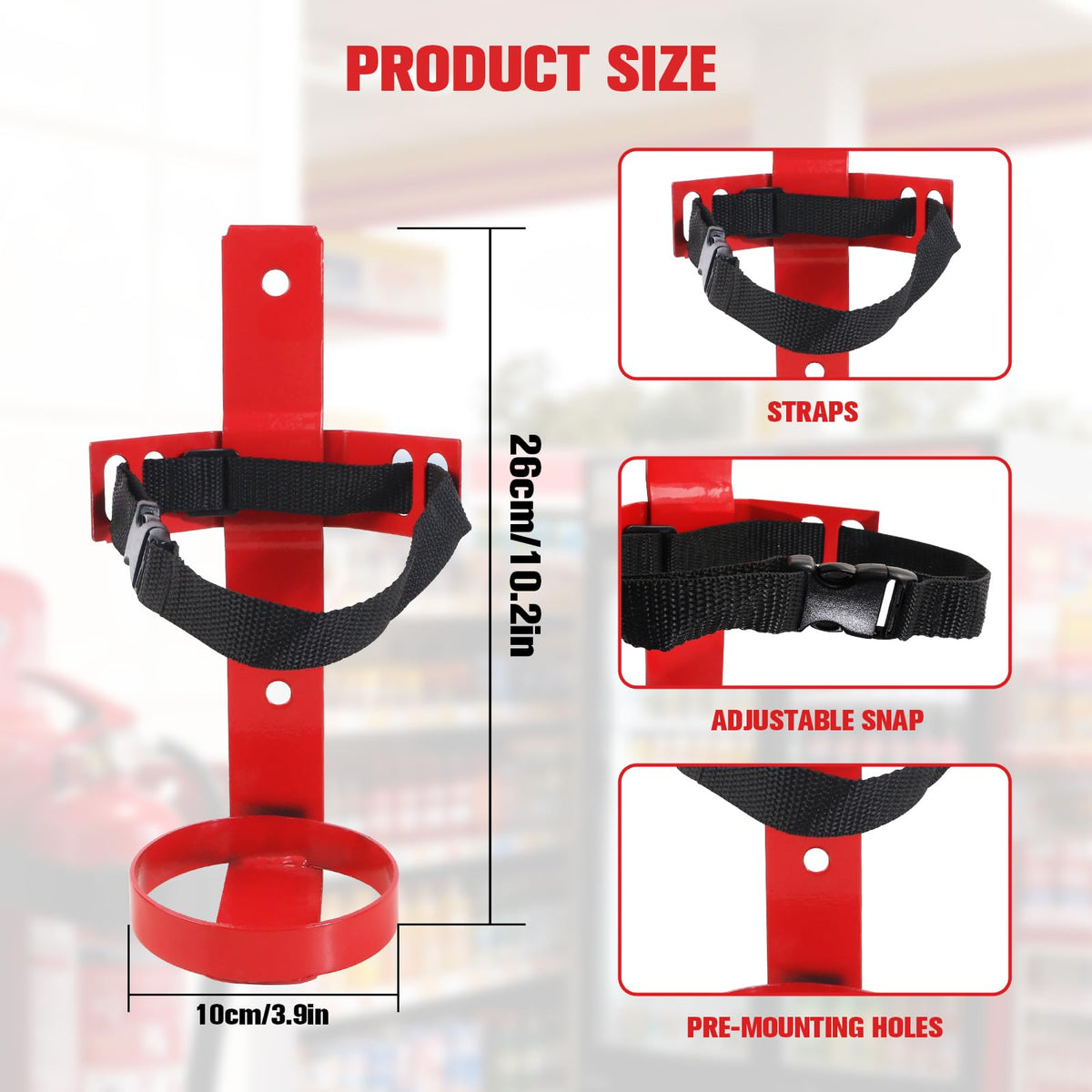Fire Extinguisher Mount, 2.5LB Adjustable Straps Wall Hanging Holder 2Pcs J51672