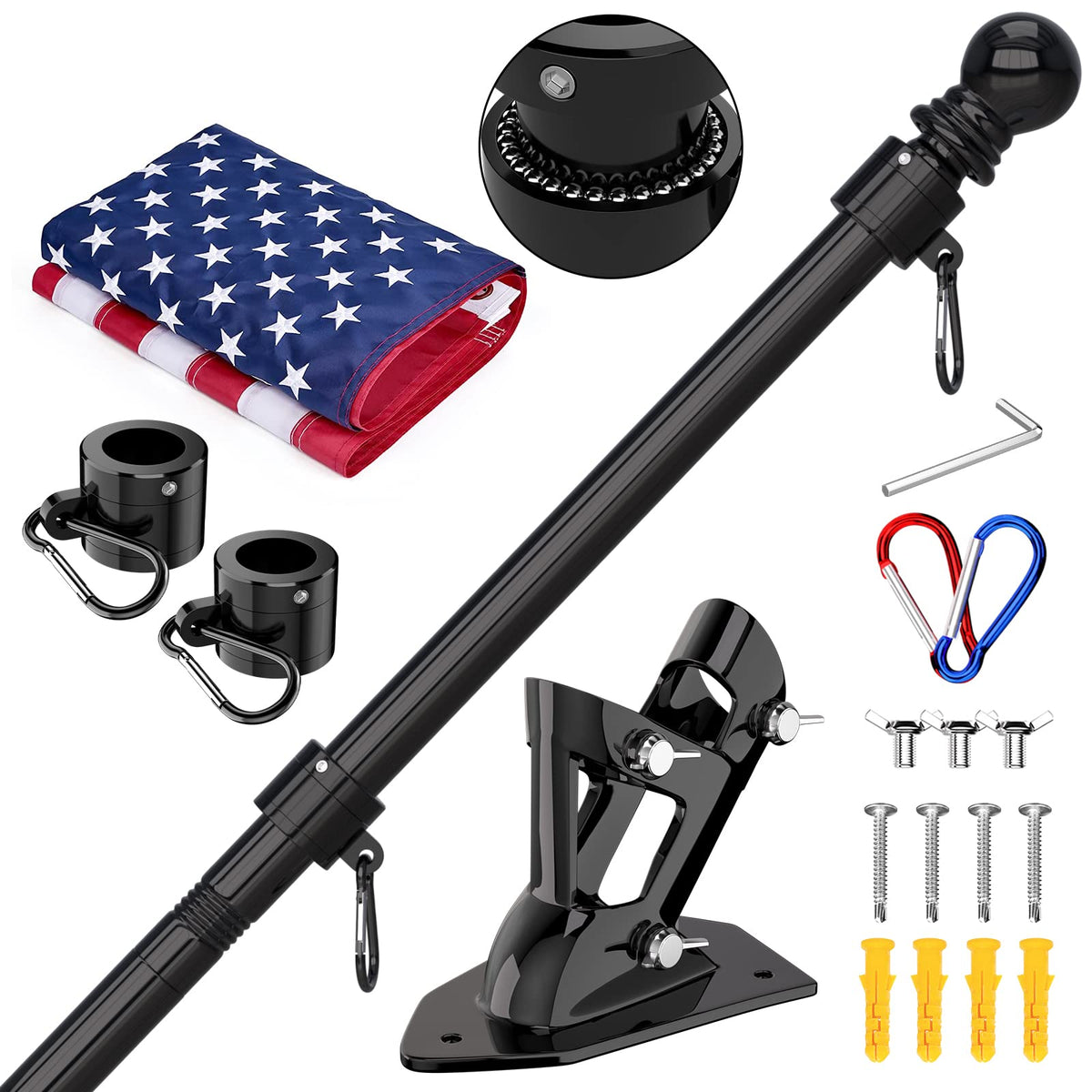 5FT Stainless Steel Flag Pole with Holder S69302