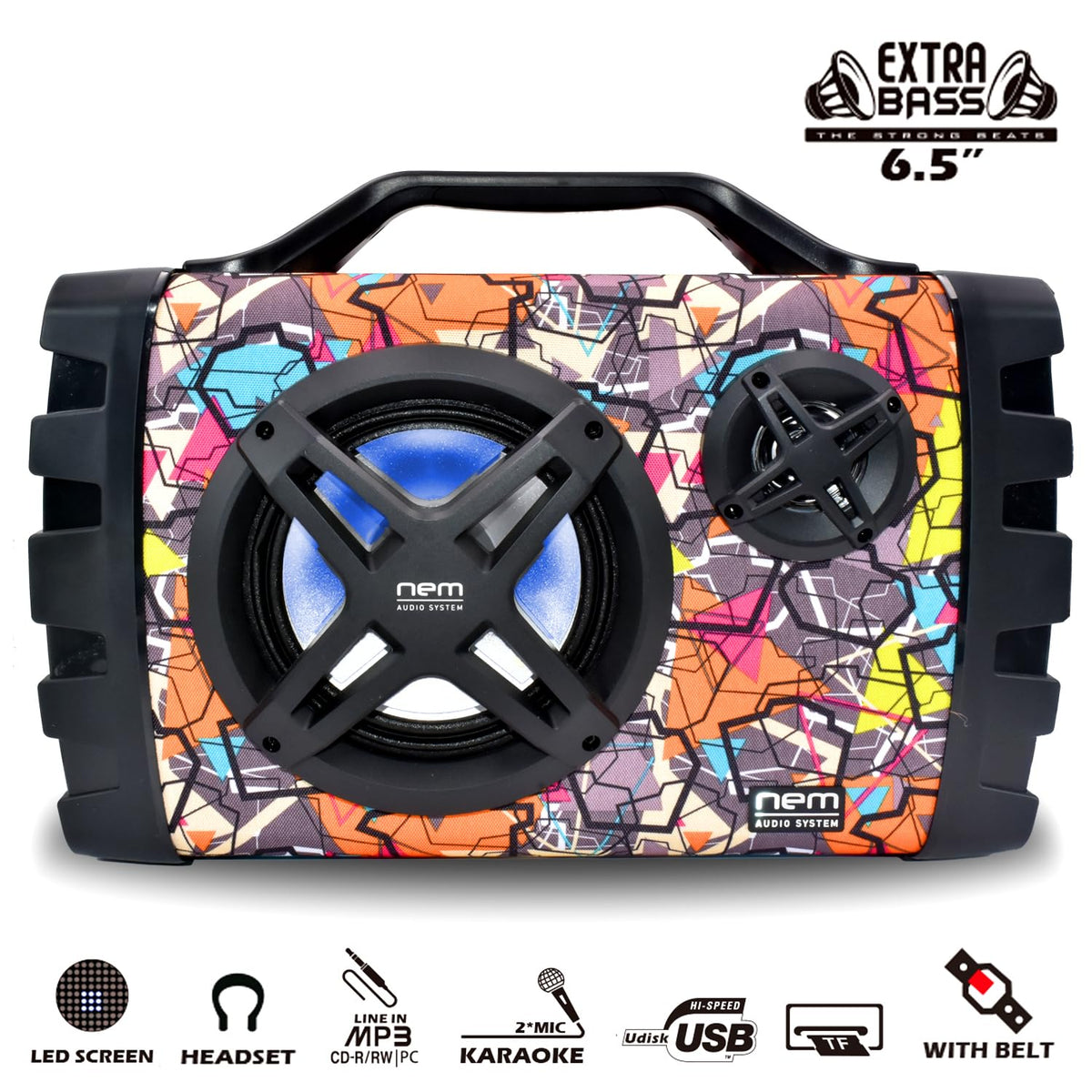 Portable Wireless Bluetooth Stereo Speaker with Extra Bass T43443