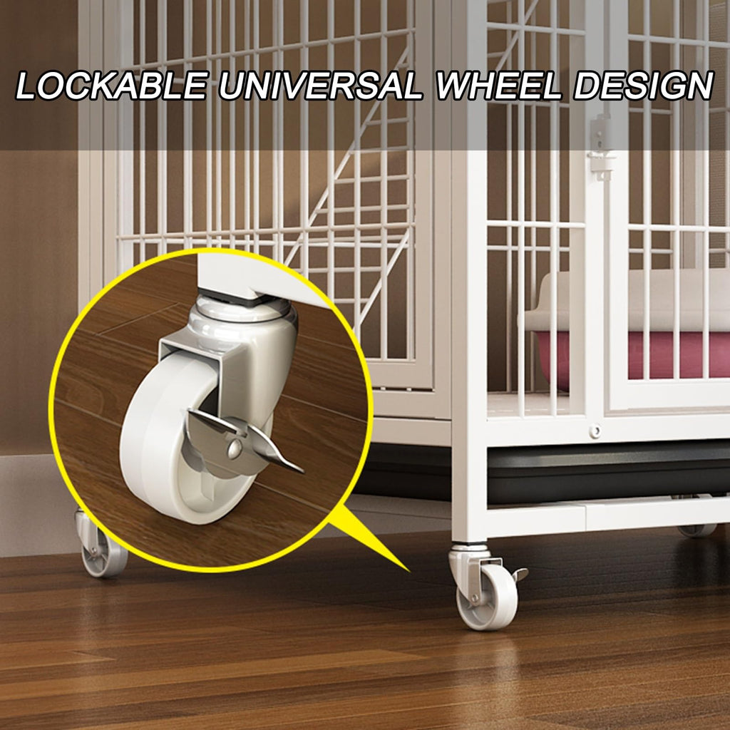 4-Tier Metal Cat Enclosure with Removable Tray & Wheels B7612