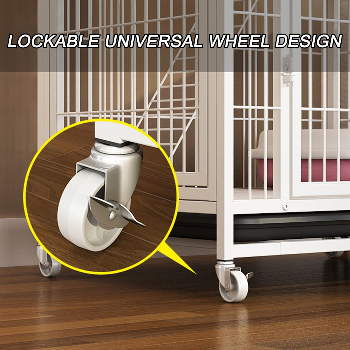 4-Tier Metal Cat Enclosure with Removable Tray & Wheels B7612