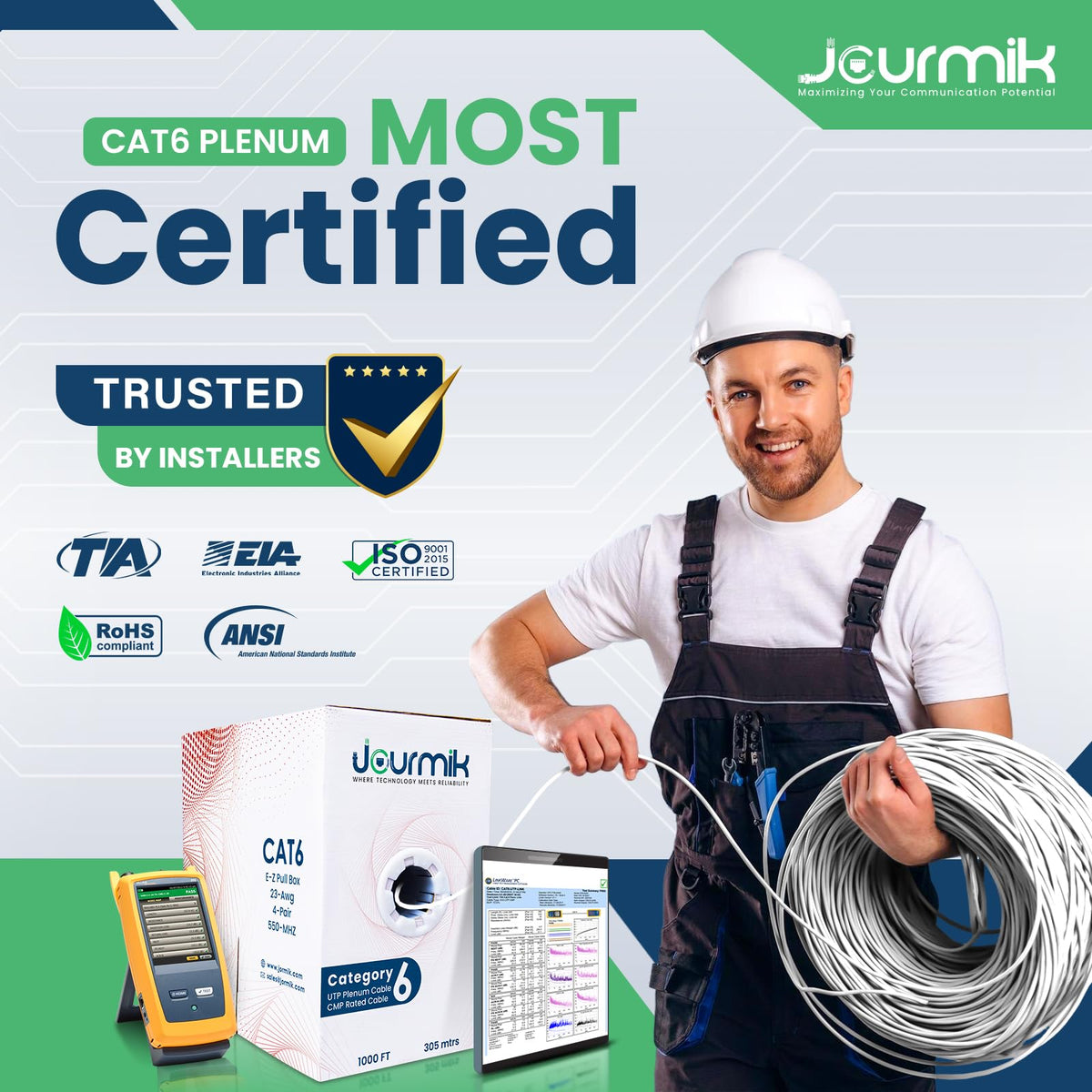 CAT6 Plenum Ethernet Cable 1000ft White C1657