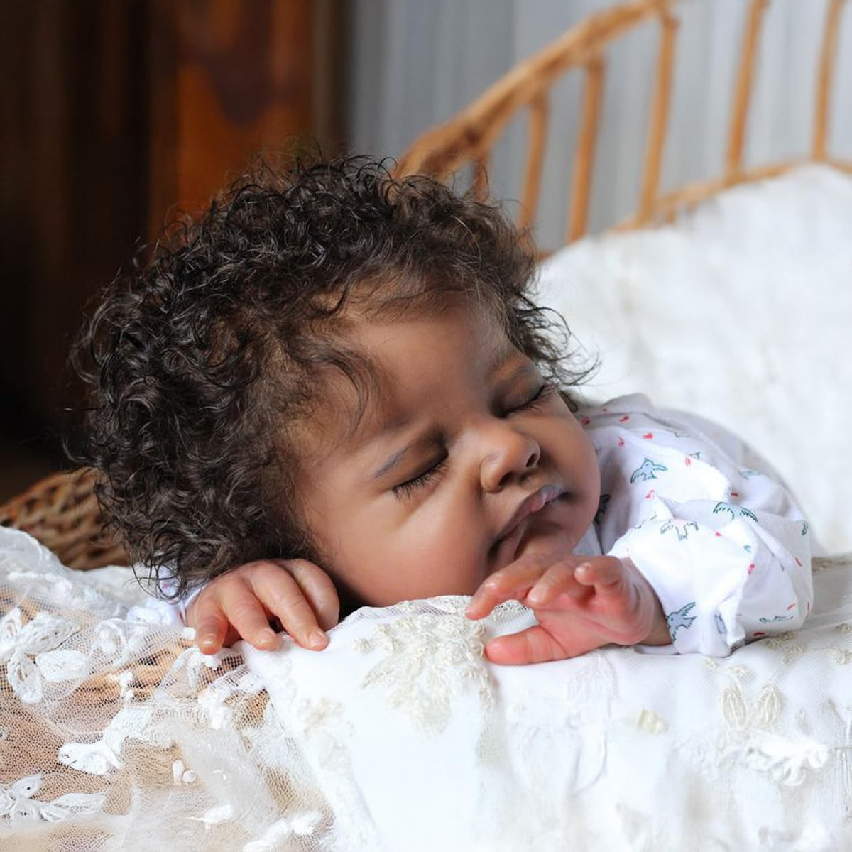20-Inch Sleeping Black Newborn Baby Girl M7196