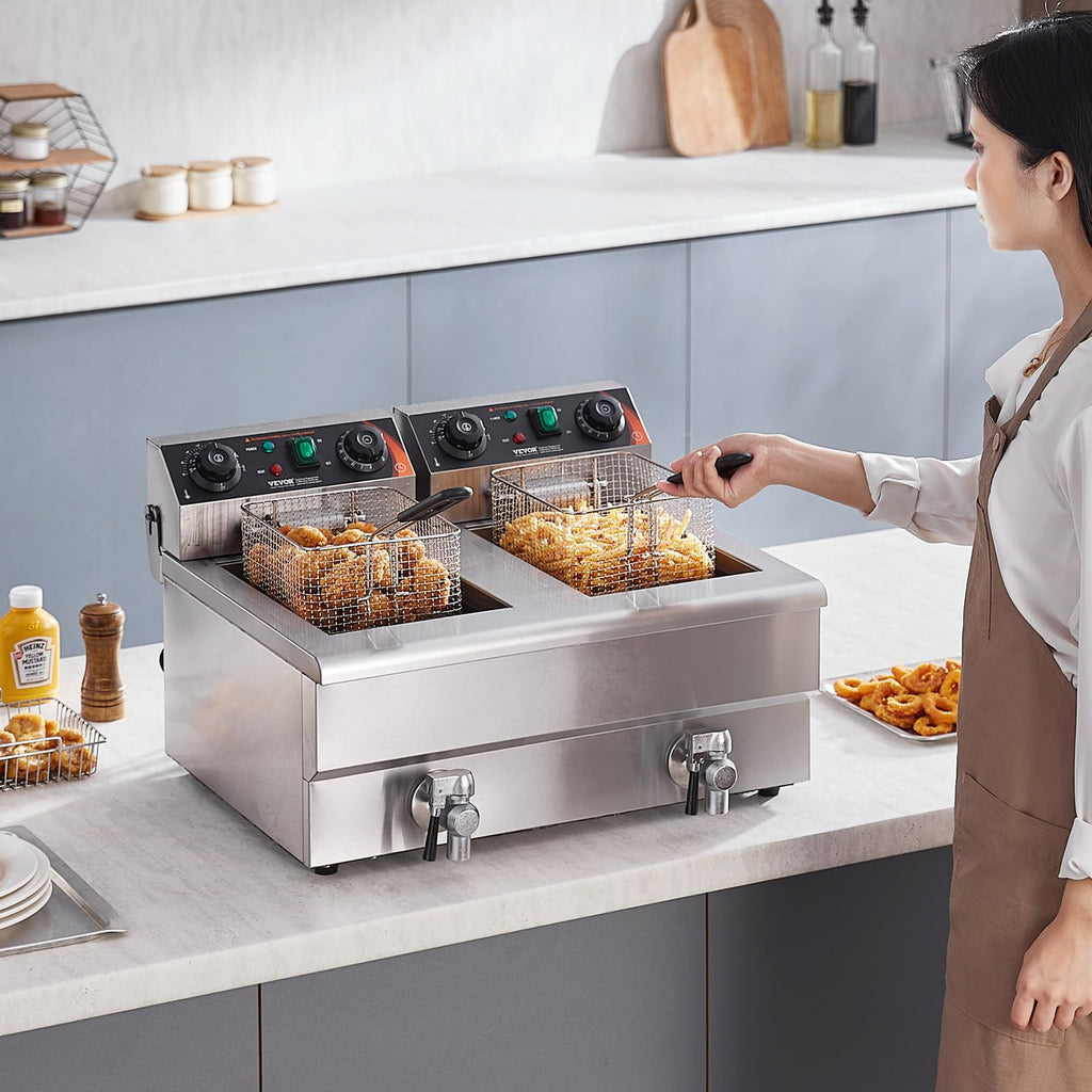 3000W Dual Tank Stainless Steel Electric Deep Fryer L6032