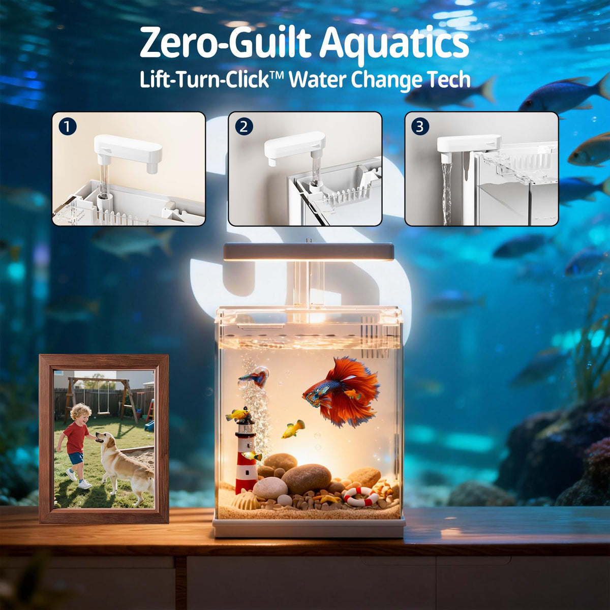 2 Gallon Aquarium Kit with Filtration & LED Light P941