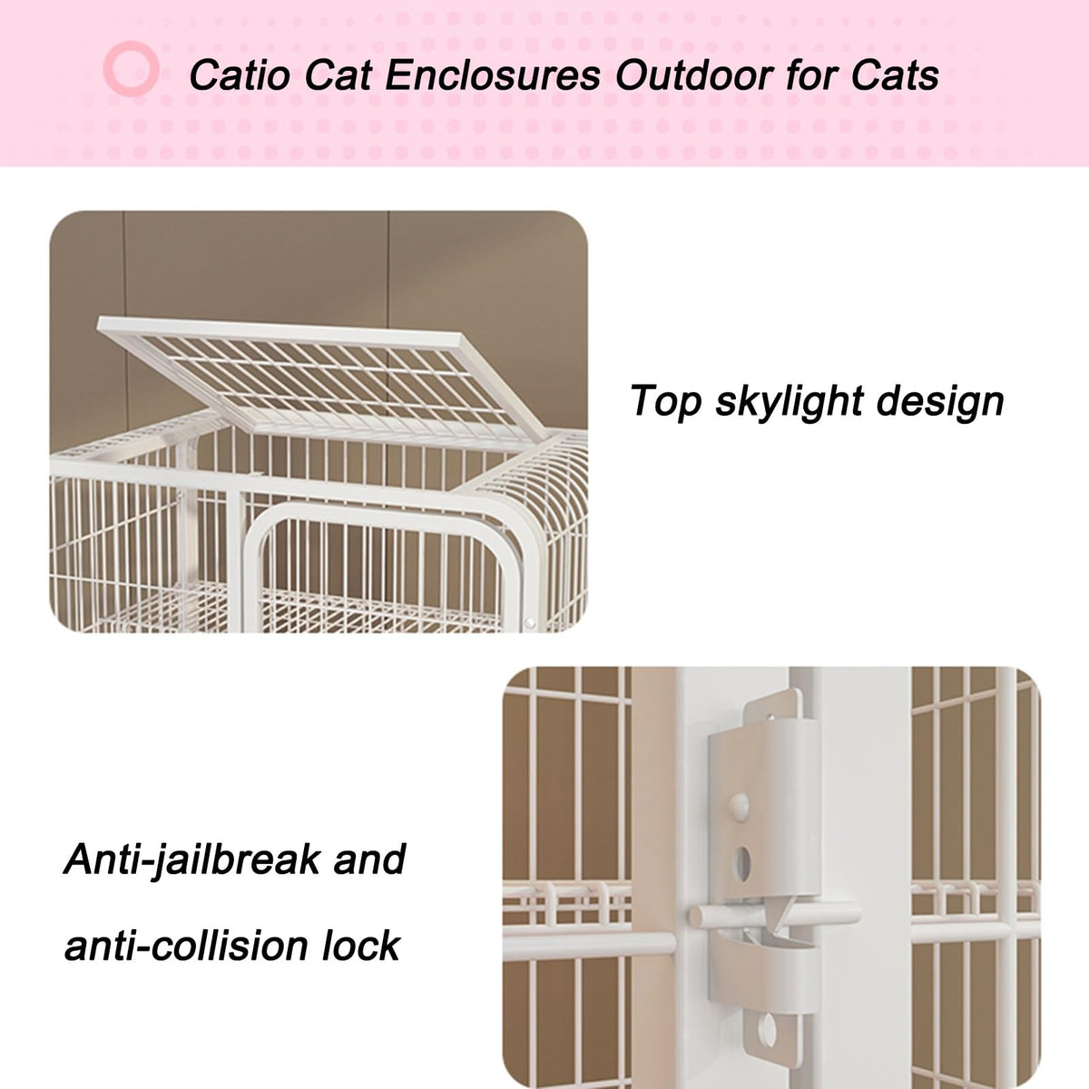 4-Tier Metal Cat Enclosure with Removable Tray & Wheels B7612