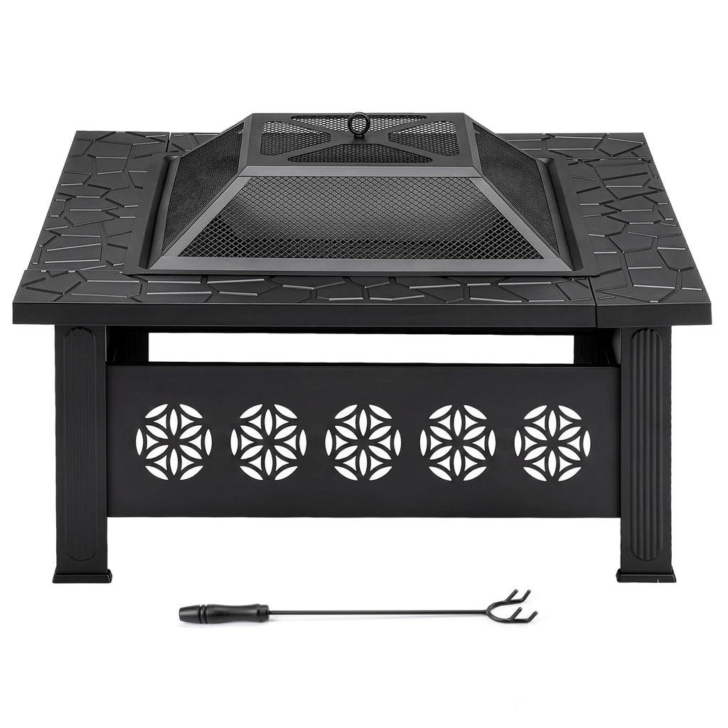 32 Inch Square Wood Burning Fire Pit Table B53064