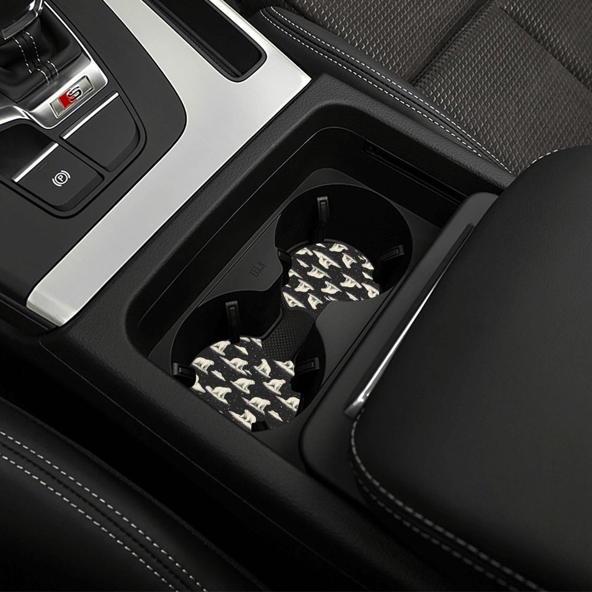 White Bear Print Car Cup Coasters Set of 2 Z235266