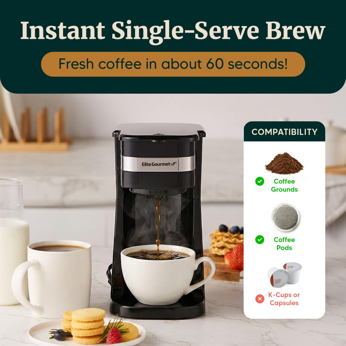 Black Single-Serve Compact Coffee Maker W594