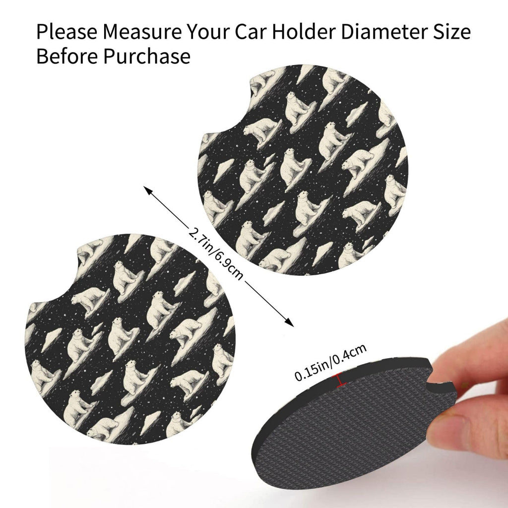 White Bear Print Car Cup Coasters Set of 2 Z235266