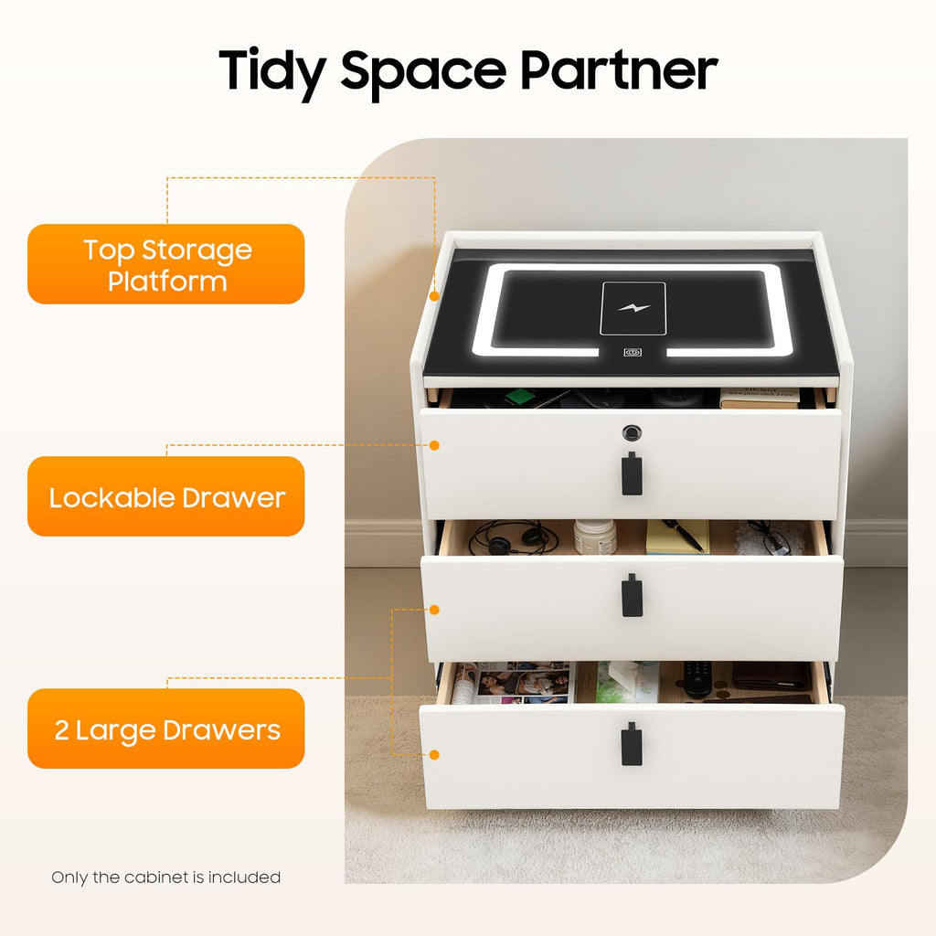 3 Drawer Smart Nightstand with Bluetooth Speaker USB Charging M133863