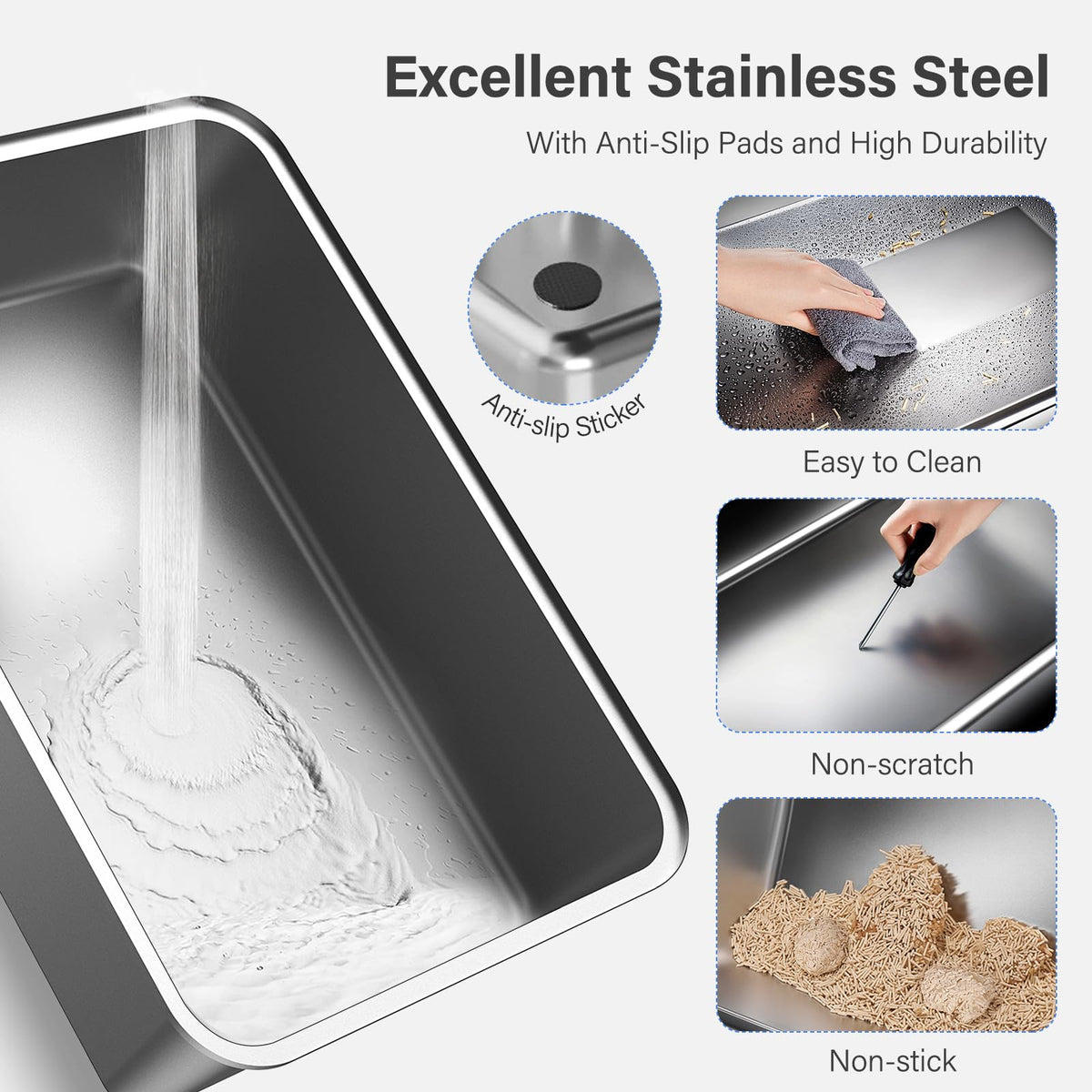 XL Stainless Steel Enclosed Cat Litter Box H737