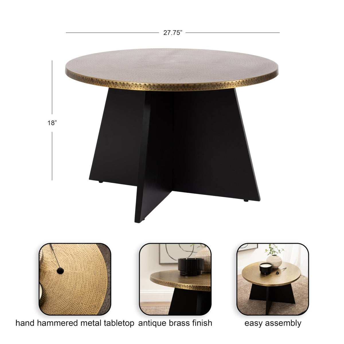 Round Hammered Metal Coffee Table S6688