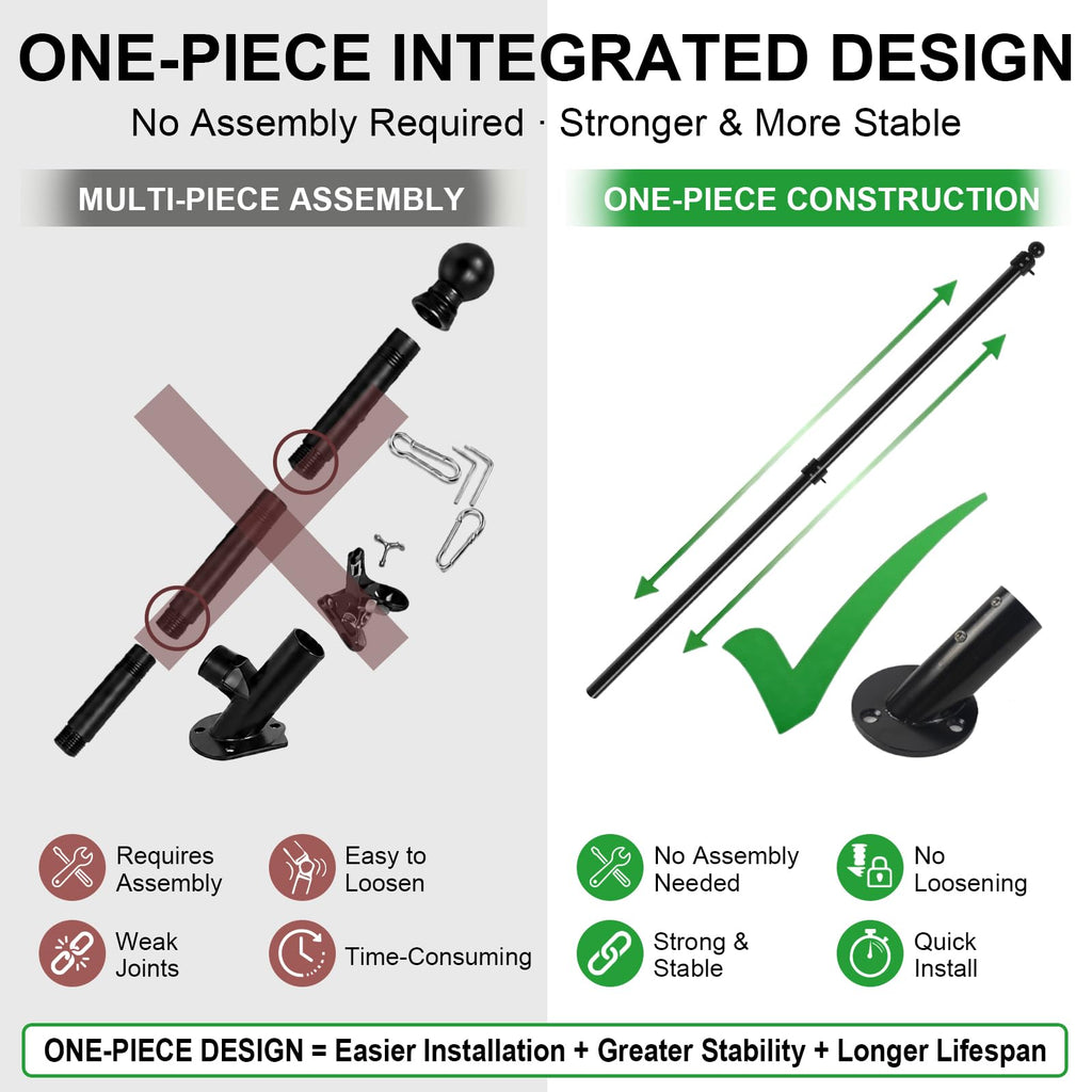 47" Stainless Steel Flag Pole Kit with Wall Mount Bracket Y68848