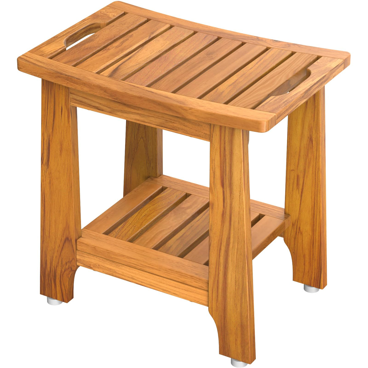 18" Teak Shower Bench with Non-Slip Leveling Feet P66191