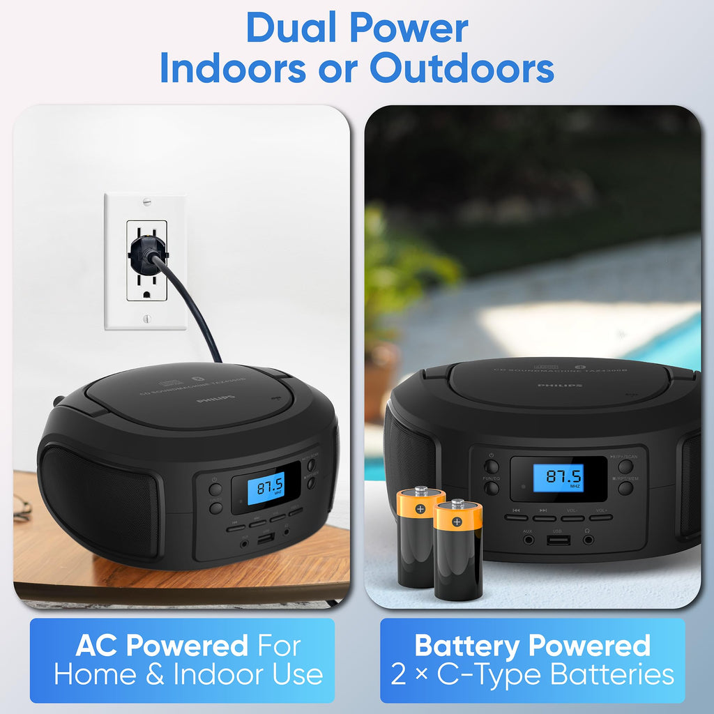 Portable Bluetooth CD Player Boombox with FM Radio C3654