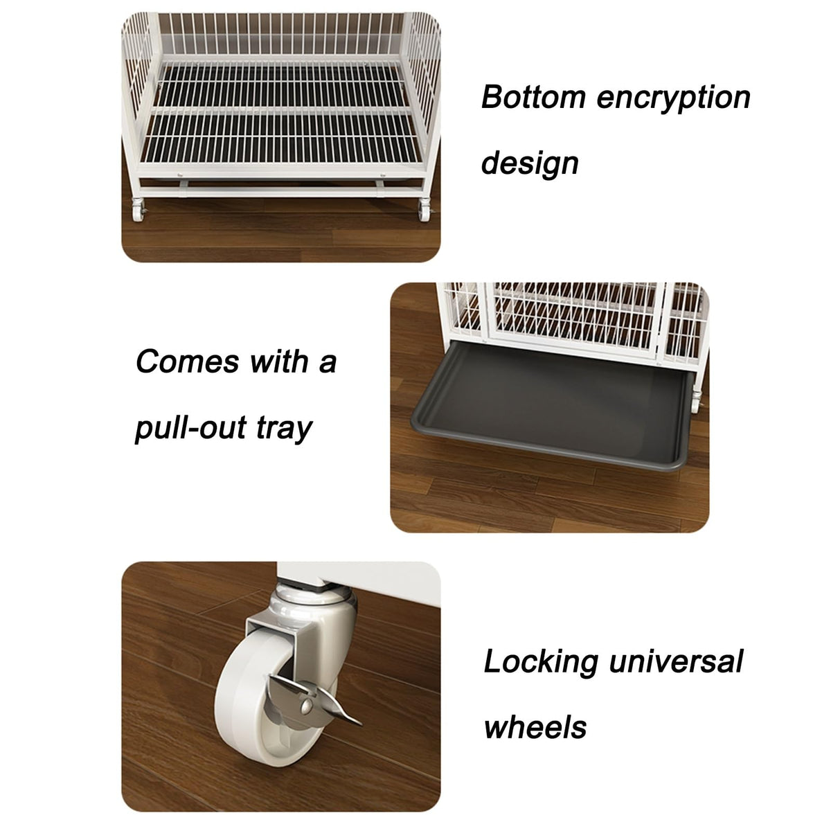 4-Tier Metal Cat Enclosure with Removable Tray & Wheels B7612