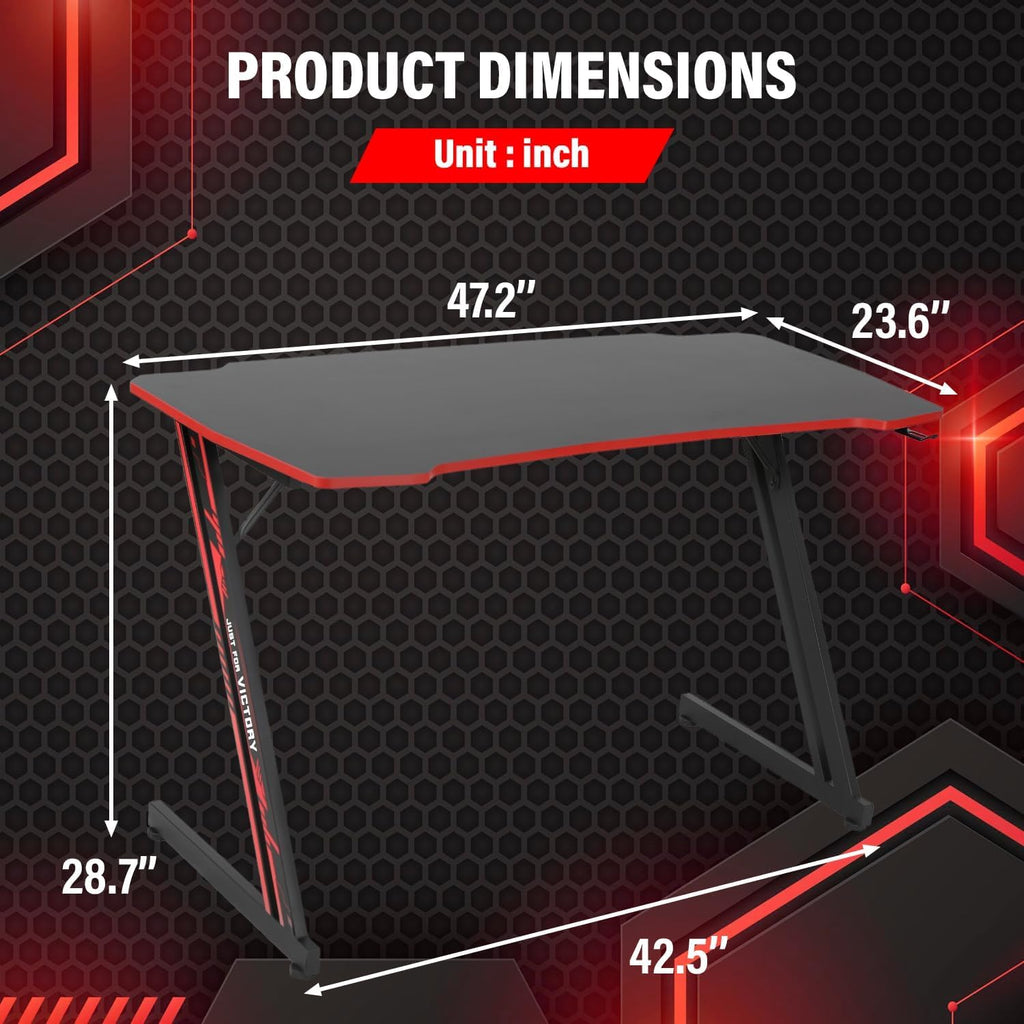 47 Inch Gaming Desk with Headphone Hook J913412