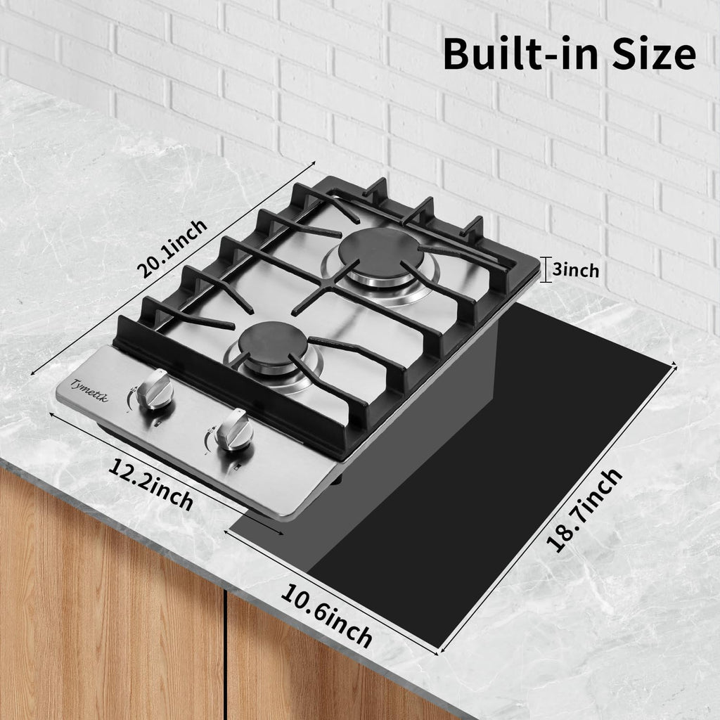 12 Inch 2 Burners Stainless Steel Gas Cooktop F123