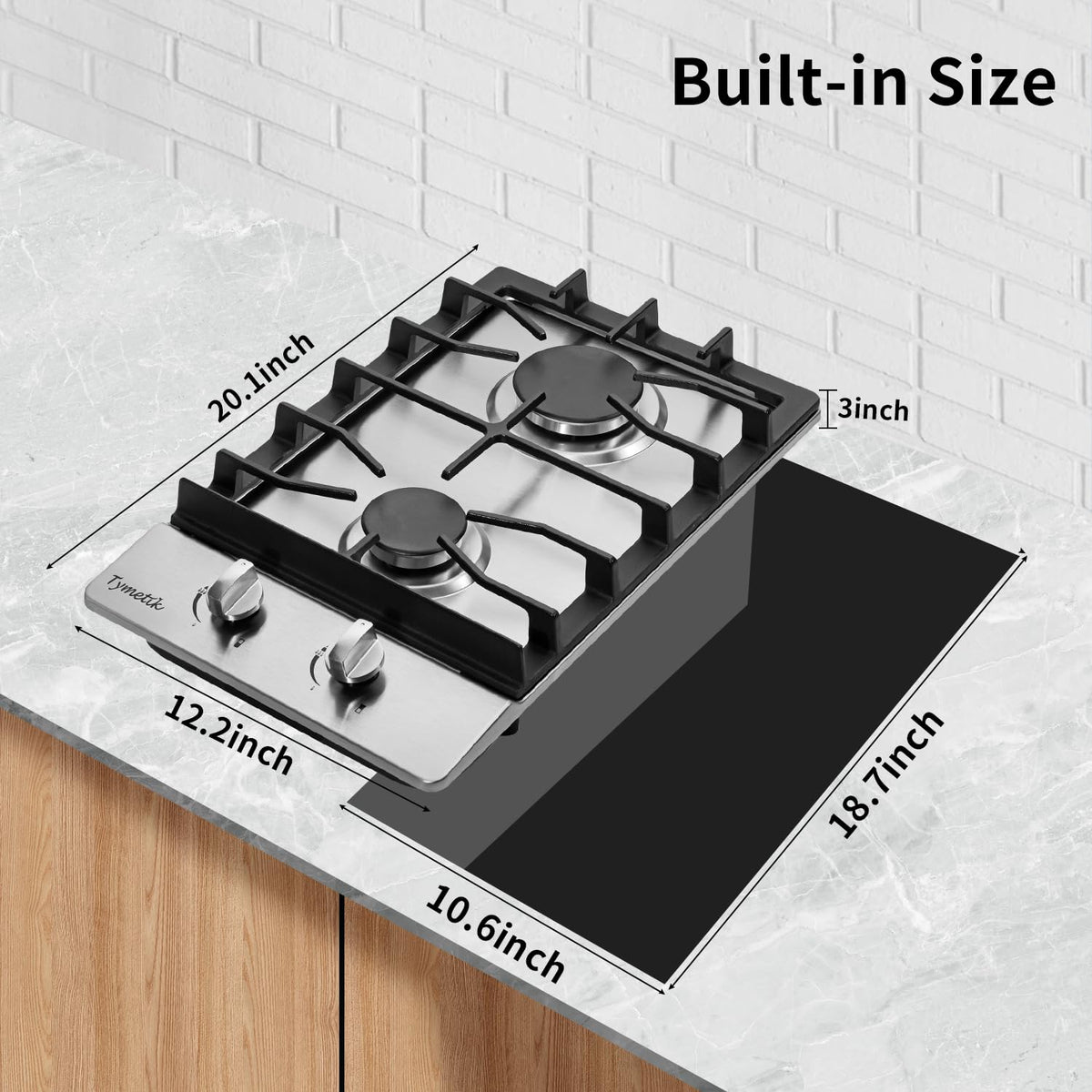 12 Inch 2 Burners Stainless Steel Gas Cooktop F123