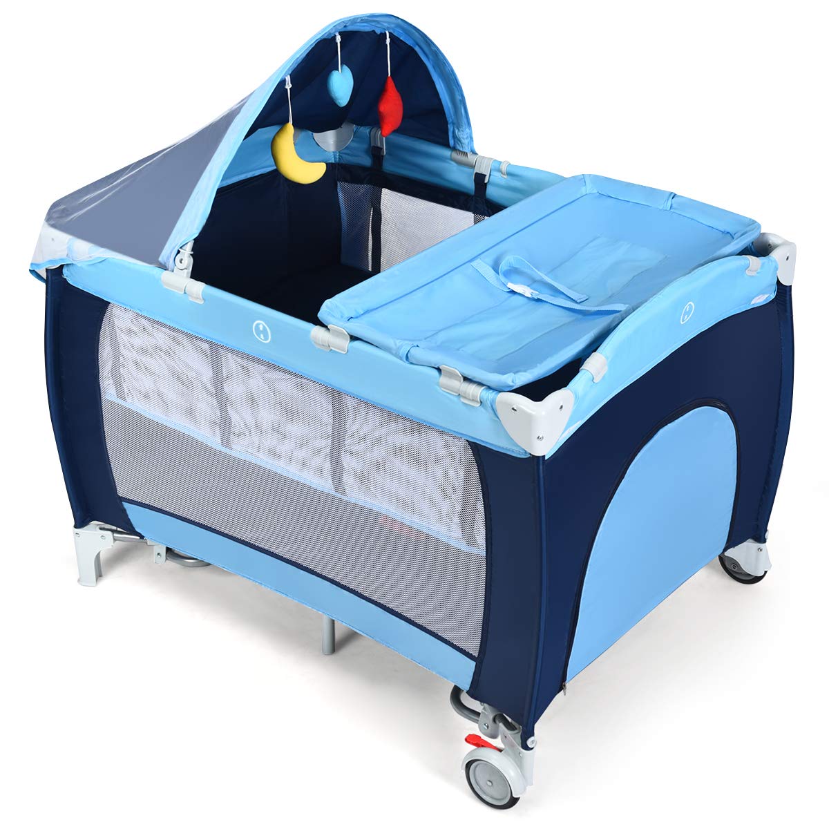 4-in-1 Portable Baby Playard with Bassinet and Changing Table A39028