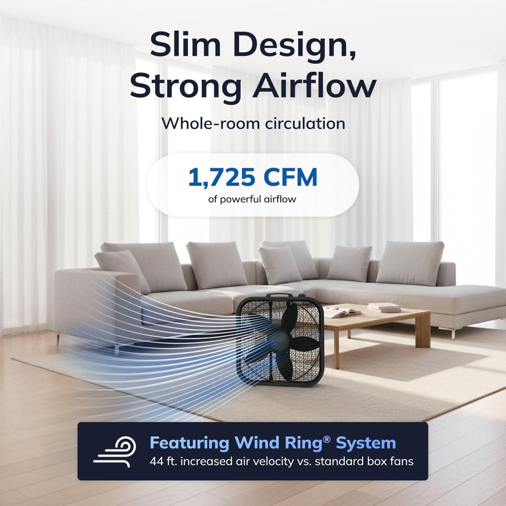 20" Classic Box Fan, 3 Speeds, Black V7977