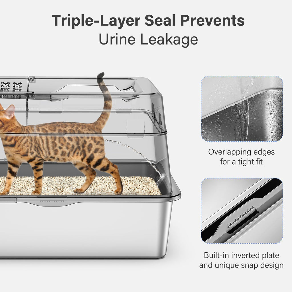 XL Stainless Steel Enclosed Cat Litter Box H737