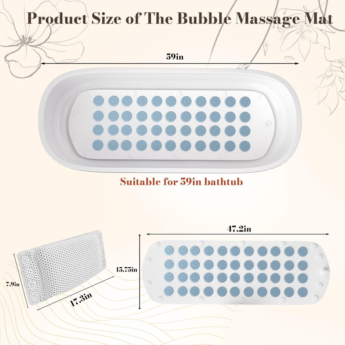 Heated Bubble Bath Mat with Remote Control Q35912