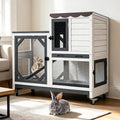 Large 2-Tier Rabbit Hutch with Wheels and Waterproof Roof E18381