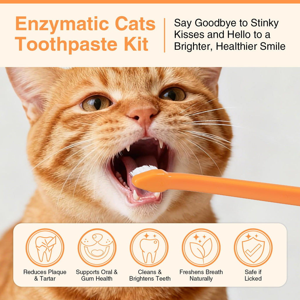 Roast Chicken Flavor Enzymatic Cat Toothpaste Kit with Toothbrush & Finger Brush, 1.06 oz D84541