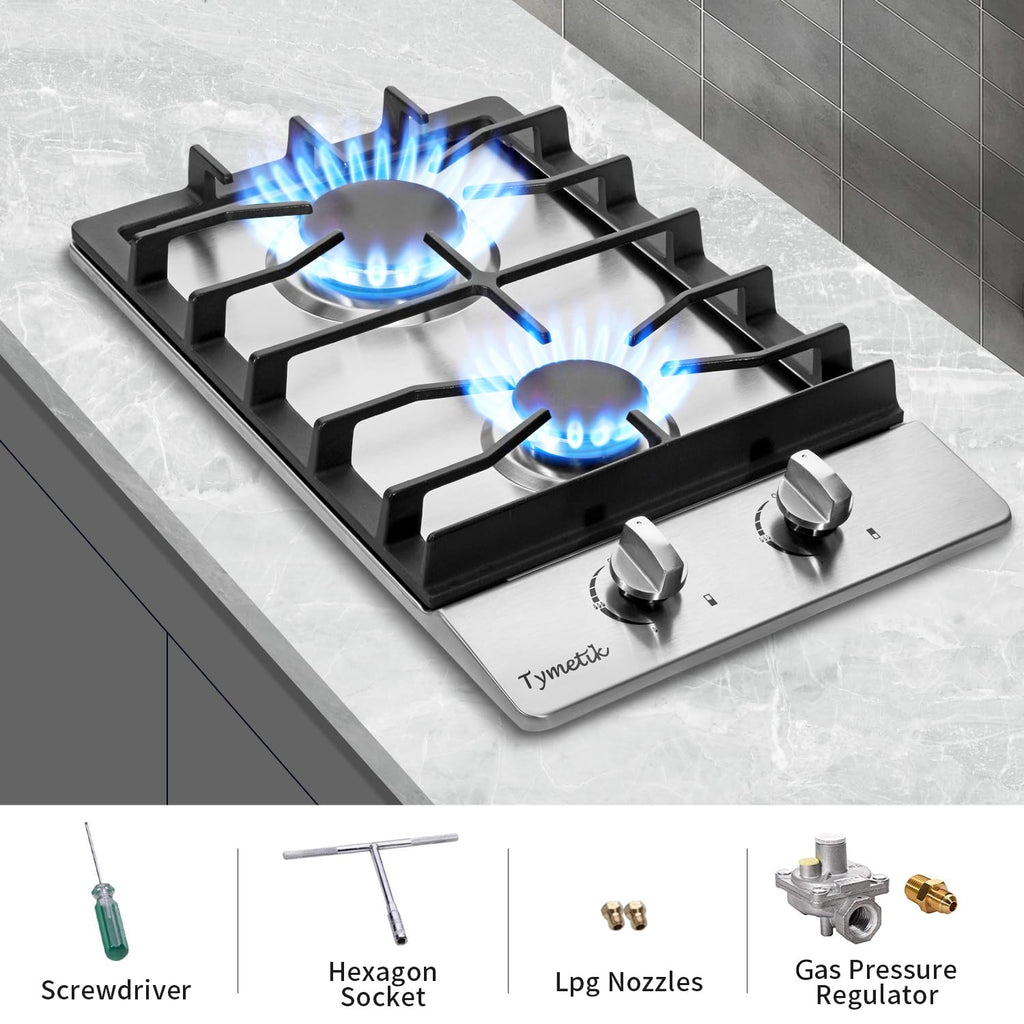12 Inch 2 Burners Stainless Steel Gas Cooktop F123