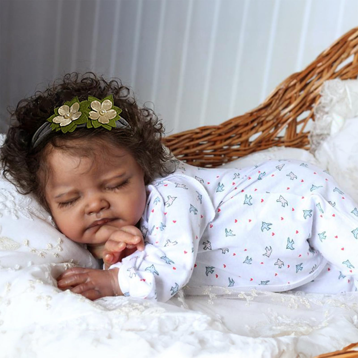 20-Inch Sleeping Black Newborn Baby Girl M7196
