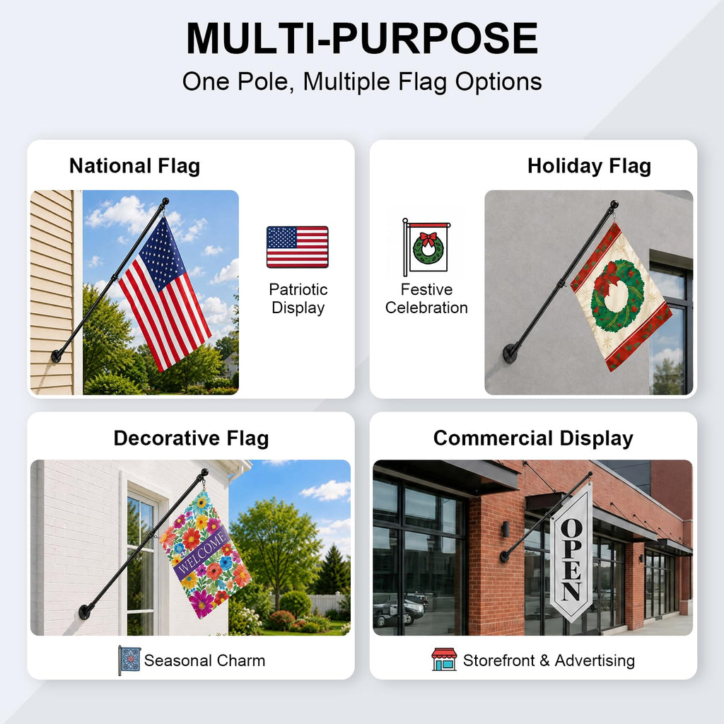 47" Stainless Steel Flag Pole Kit with Wall Mount Bracket Y68848