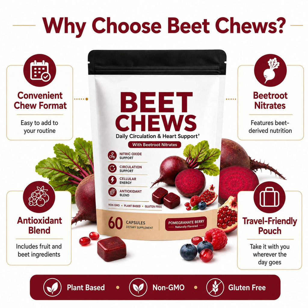 Beet Root Gummies with L-CoQ10 & Grape Seed, Berry Flavor, 60 Chew H48743