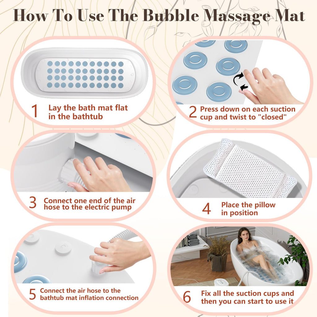 Heated Bubble Bath Mat with Remote Control Q35912